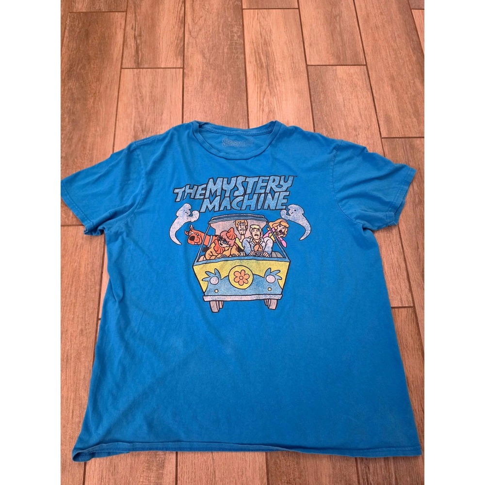 Scooby-Doo The Mystery Machine Graphic T-Shirt Blue Mens Large L Gang Ghosts